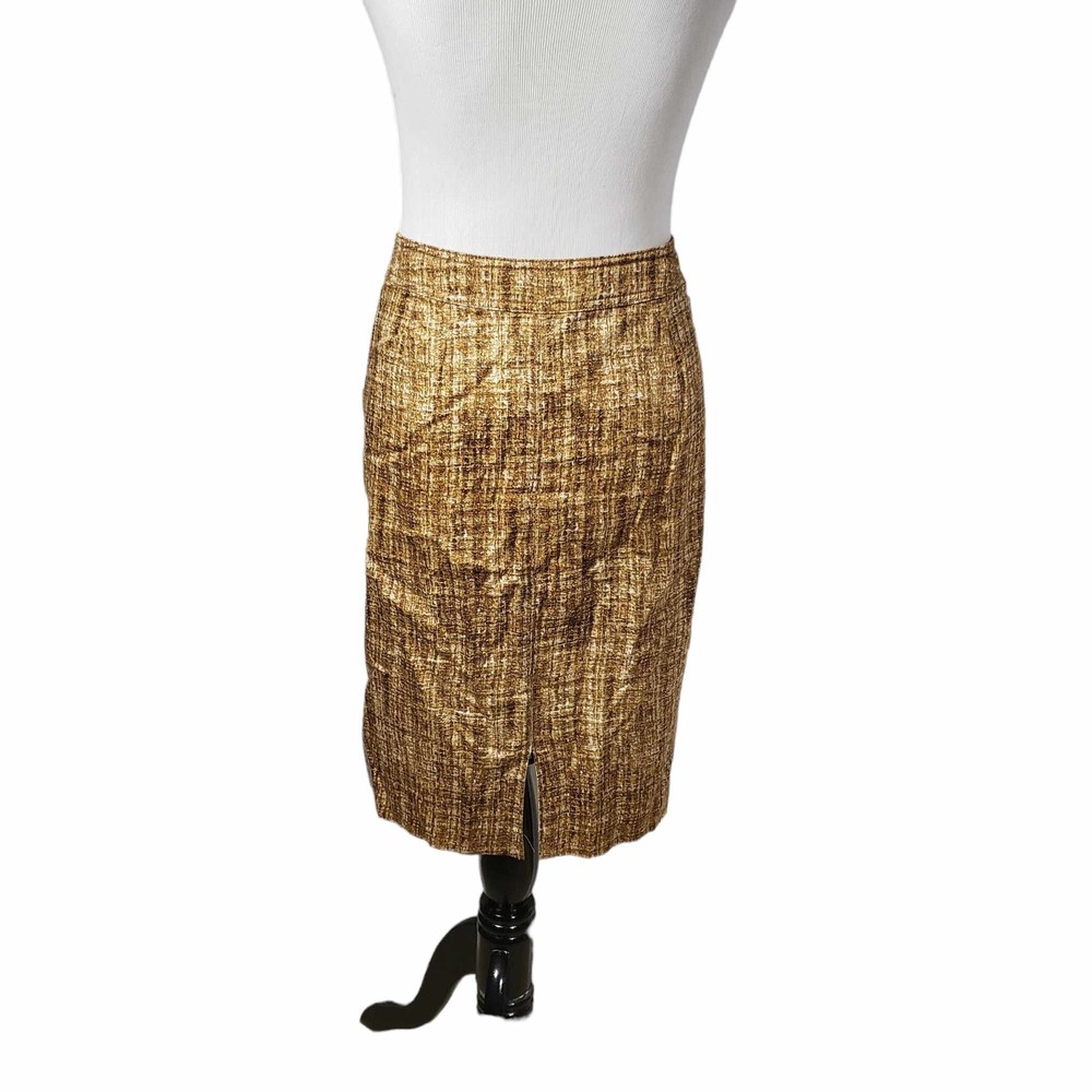 Kelly by Clinton Kelly size 14 Brown Tan & White Cotton Spandex Skirt